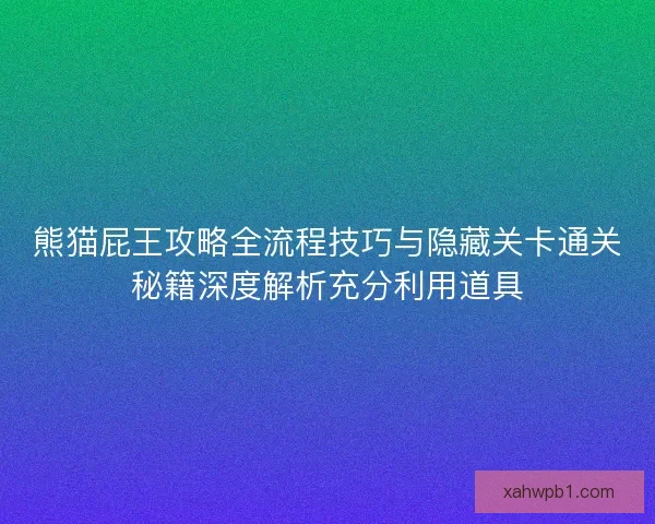 熊猫屁王攻略全流程技巧与隐藏关卡通关秘籍深度解析充分利用道具